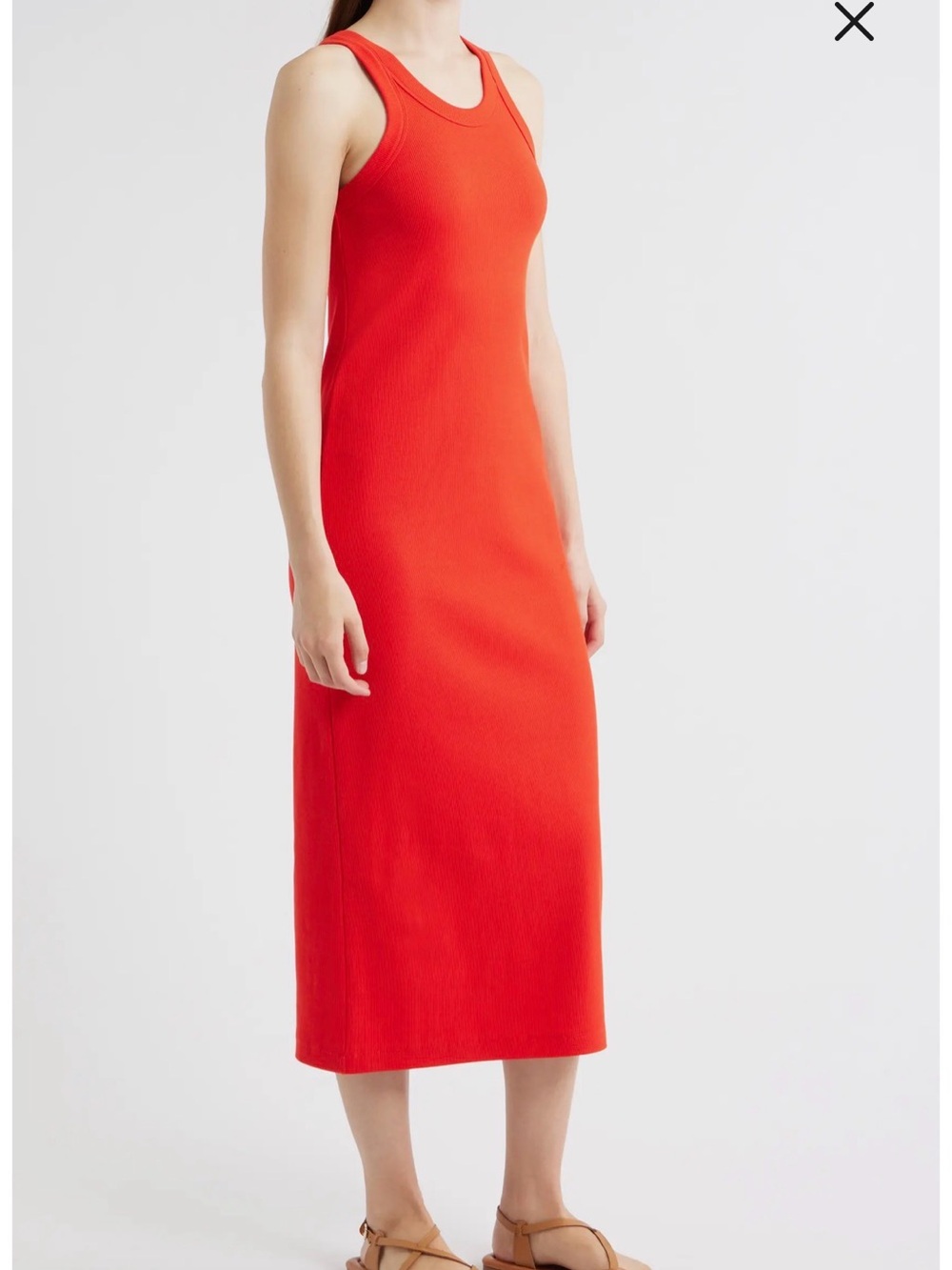 Alex Mill Everyday Rib Stretch Cotton Midi Tank Dress Red Dress Sz S - Picture 2 of 11